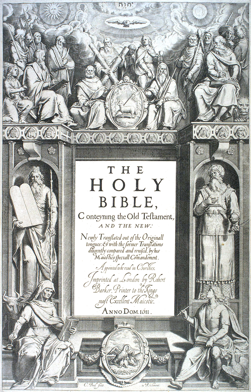 Imagen de la primera edición de la Biblia del Rey Jacobo. Foto: Wikipedia